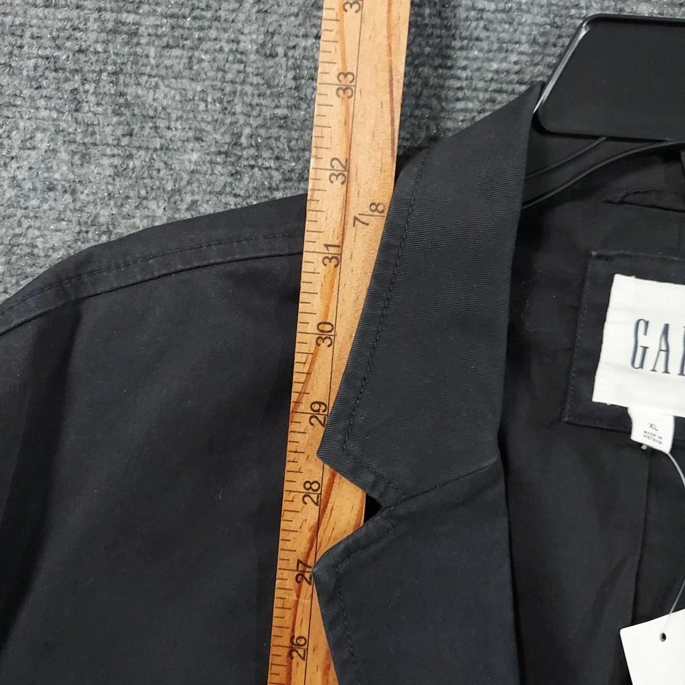 Gap Blazer Mens XL‎ Black Cotton Blend Single Breasted Trench Coat Casual